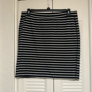 Navy Blue and White Striped Skirt